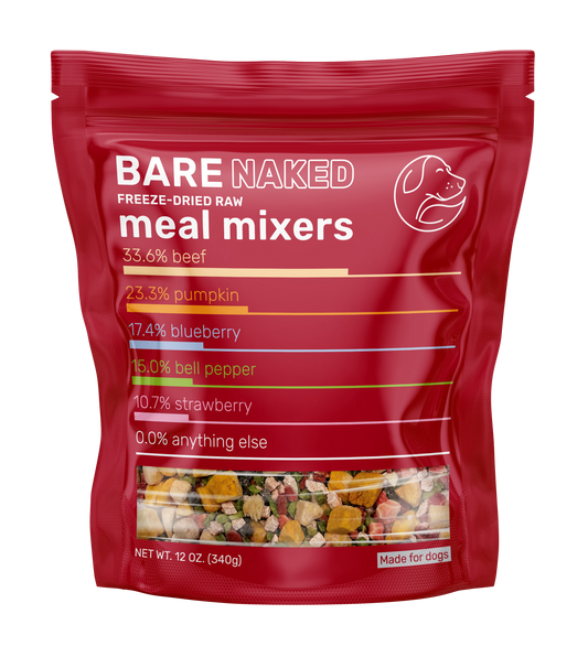 BareNaked Beef Dog Food Meal Mixers in bag showing detail