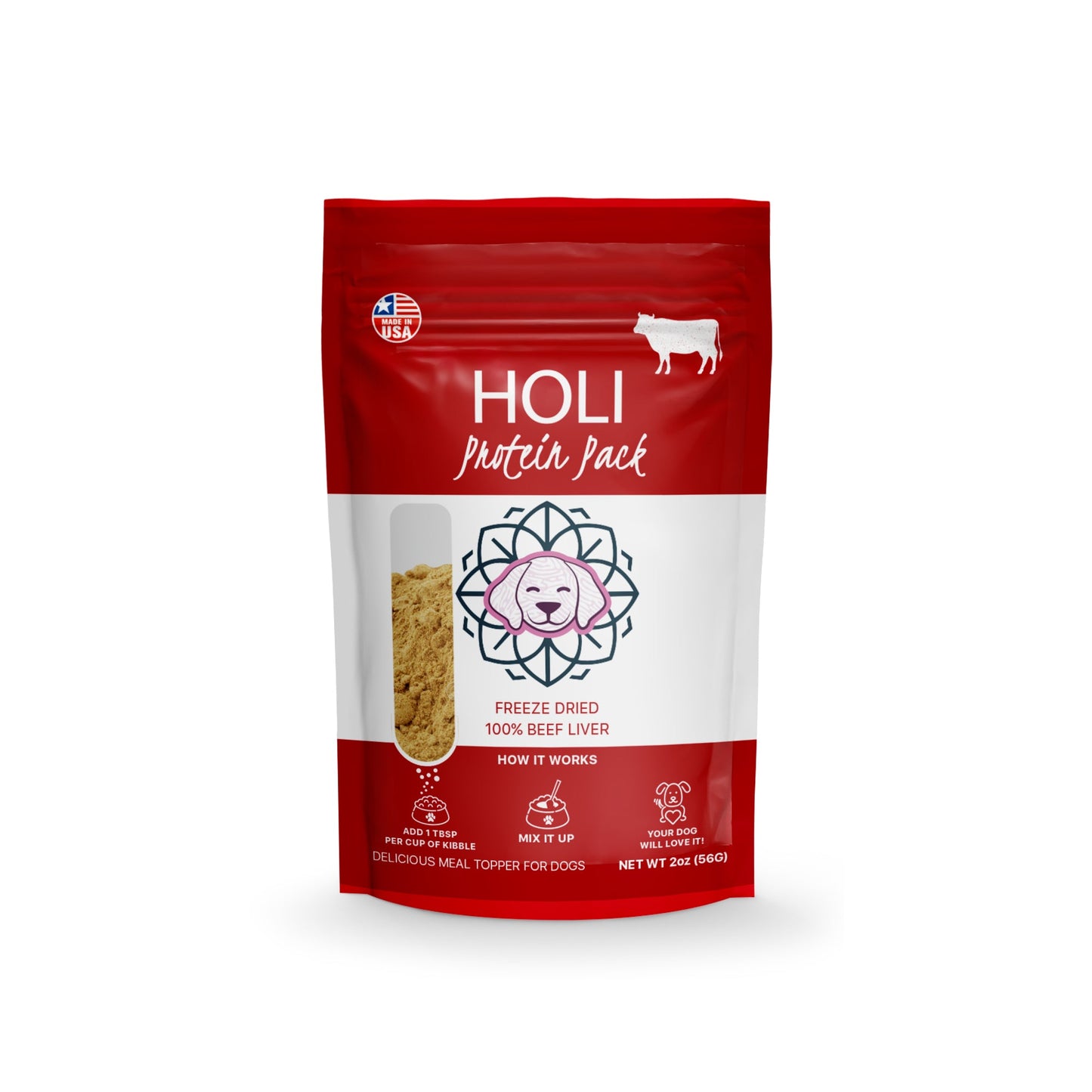 100% beef liver food topper in bag by HOLI