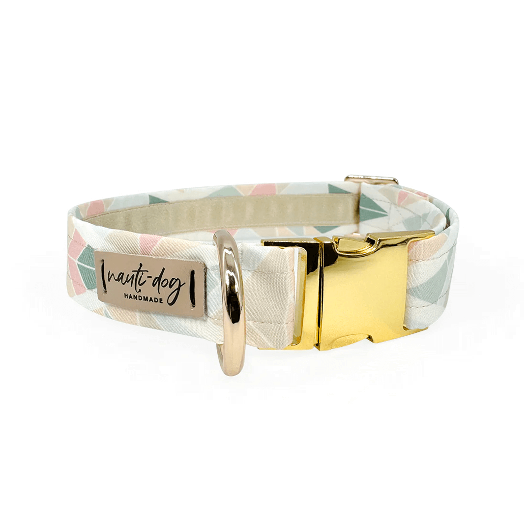 white, pink, sage and taupe geometric southwest chevron arrows on white with gold metal hardware-front view