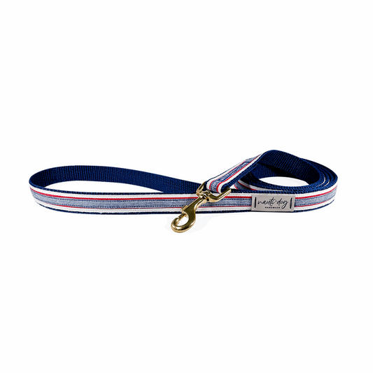 Chambray denim blue Classic Oxford dog leash gold snap hardware