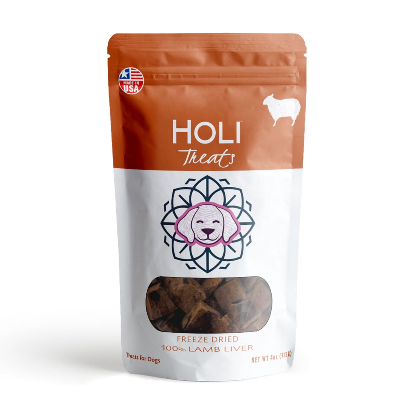 Lamb Liver Dog Treat bag by HOLI