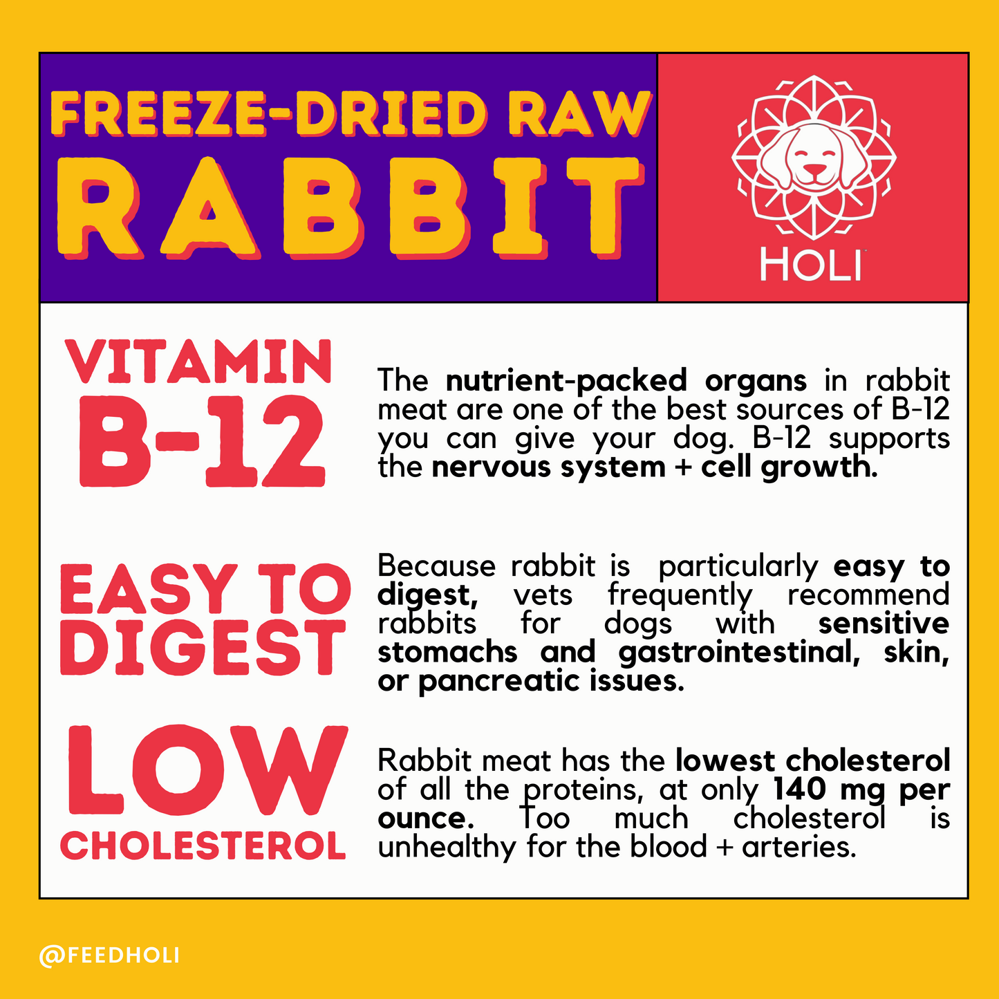 Benefits of freeze-dried raw rabbit infographic 