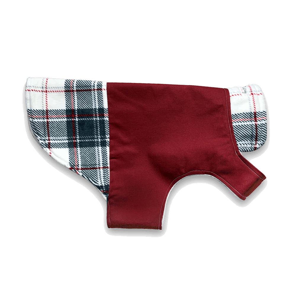 Cardinal Red Winter Fleece Plaid Dog Coat