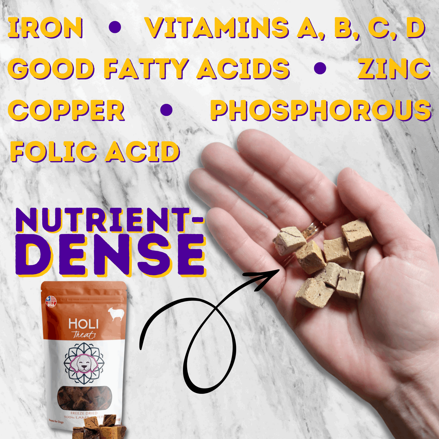 Lamb Liver Freeze dried Dog Treats by HOLI benefits infographic