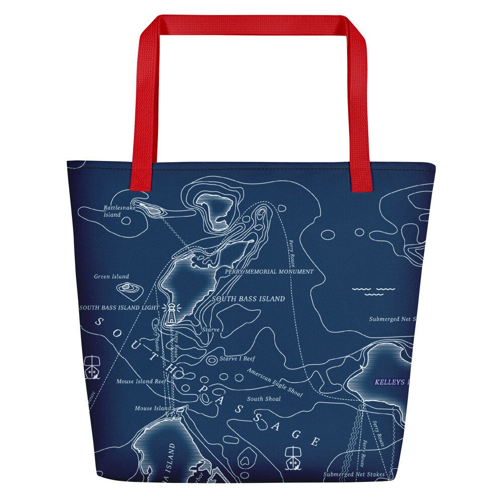 Lake Erie Navy Nautical Chart Boat Tote