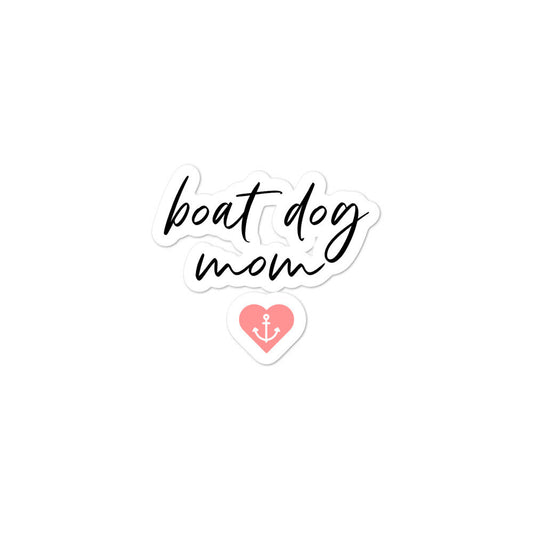 boat dog mom script with anchor in pink heart vinyl sticker for boat or car
