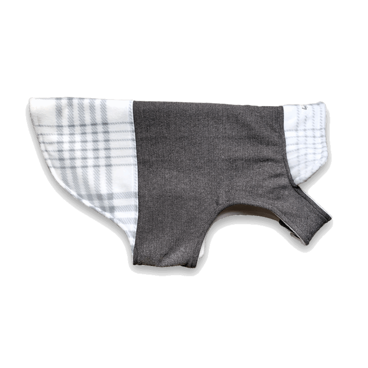 Poindexter Herringbone Shirting Tweed & Plaid Fleece Winter Dog Coat