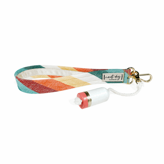 Sunset Retro-mod Stripe Wrist Lanyard key fob & buoy Lifesaver Keychain with gold hardware