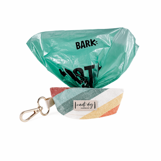Sunset Retro-mod Stripe Linen Dog Waste Poop Bag Dispenser and Holder