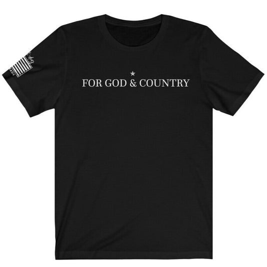 For God, Dog & Country Unisex T-Shirt in Heather Black--front view