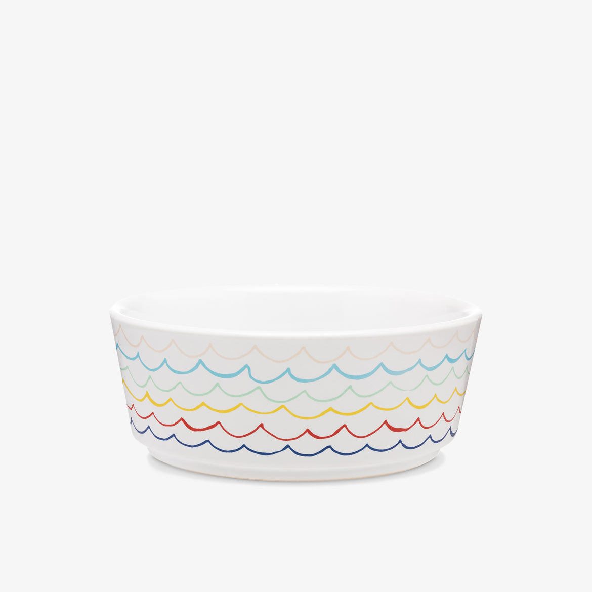 Sketched Wave Ceramic Dog Bowl by Waggo—multi color waves