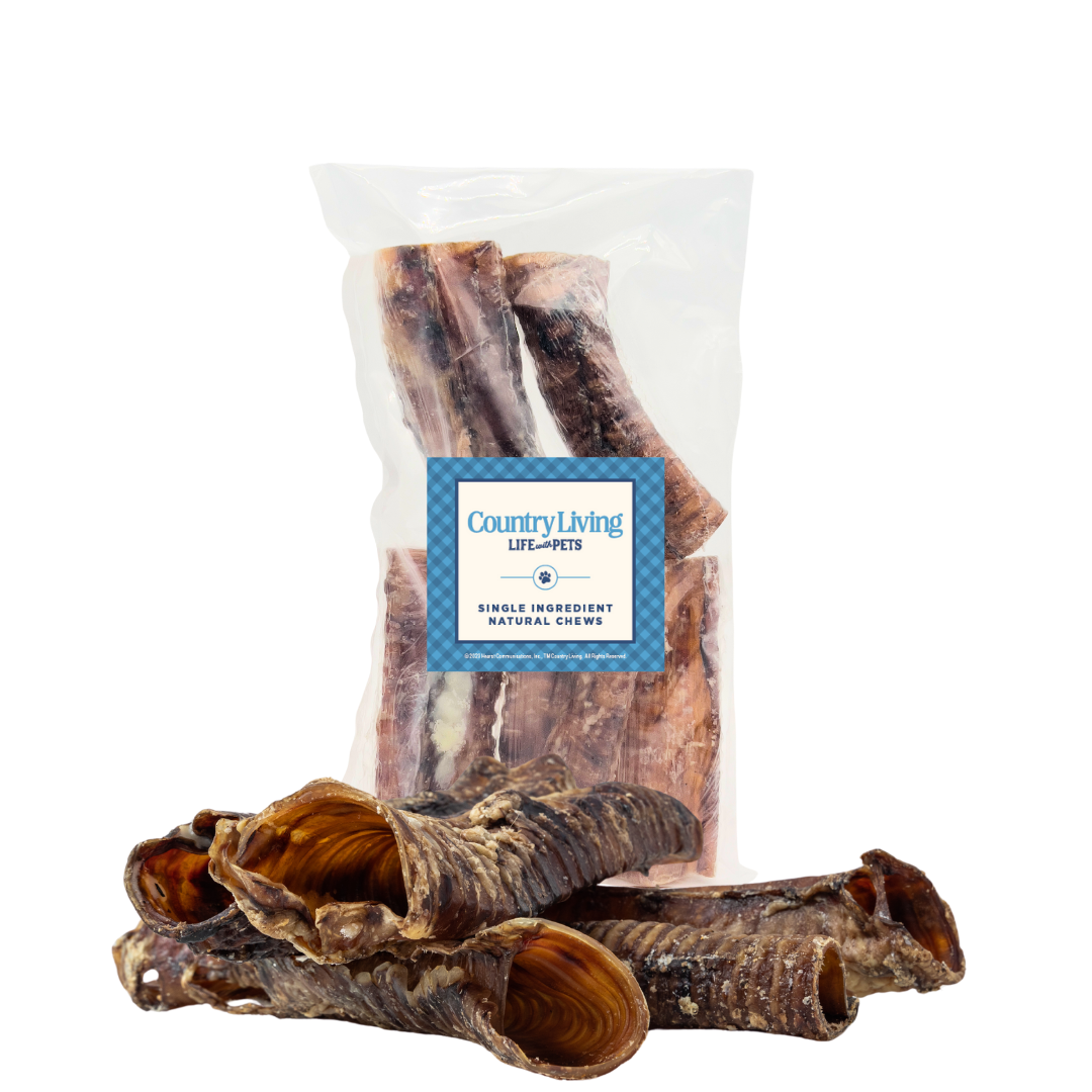 Country Living All-Natural Beef Trachea Dog Treats, Protein-Packed Chews – 6 Inches (5-Pack)