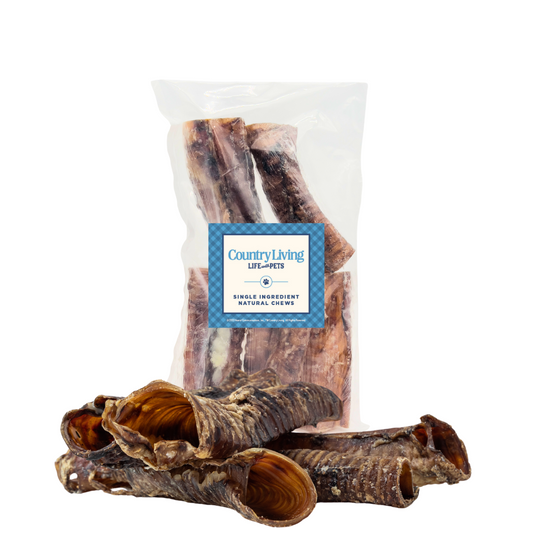 Country Living All-Natural Beef Trachea Dog Treats, Protein-Packed Chews – 6 Inches (5-Pack)