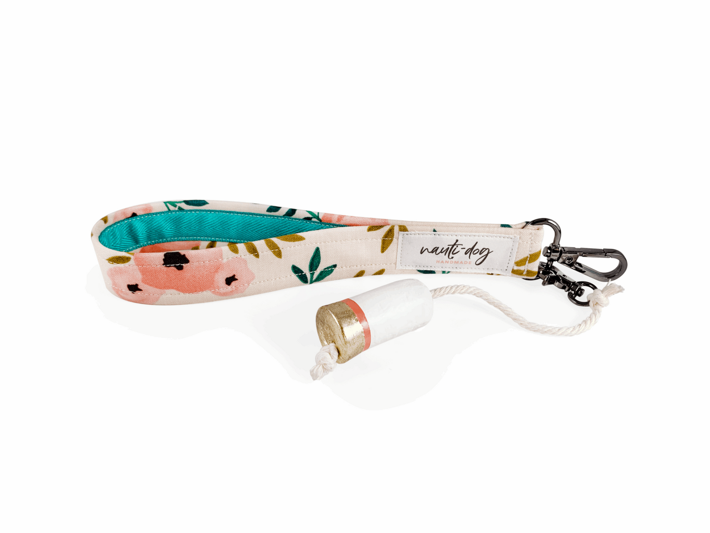 Charleston Blush Floral Tea Rose Wrist Lanyard key fob & Lifesaver Keychain and black gun metal hardware