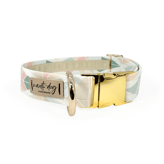 white, pink, sage and taupe geometric southwest chevron arrows on white with gold metal hardware-front view