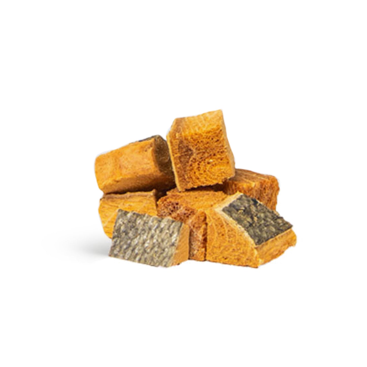 Wild Caught freeze dried raw Salmon Dog Treats by HOLI enlarged to show texture