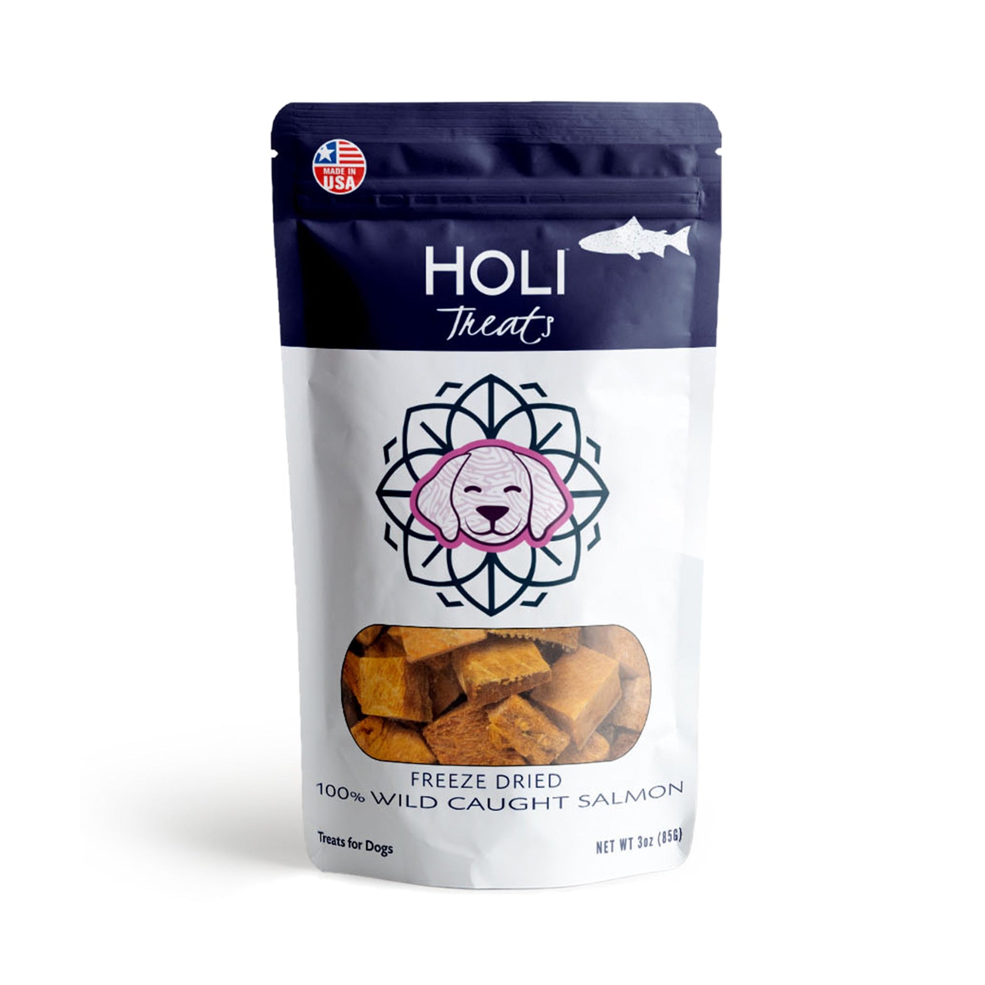 Wild Caught Salmon Dog Treats by HOLI bag front