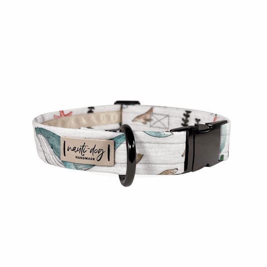 Sea Life Marine Animal Otter, Whale, Seal & Orca Buckle Dog Collar with black gun metal hardware