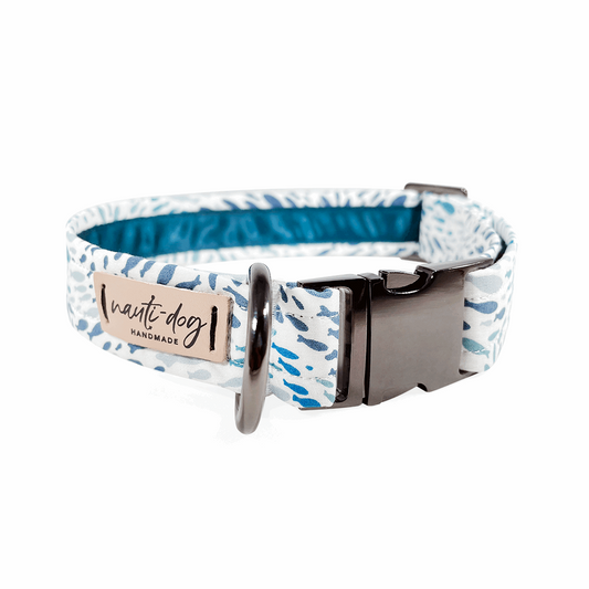 Shoal School of Fish Buckle & Martingale Dog Collar with black gun metal hardware