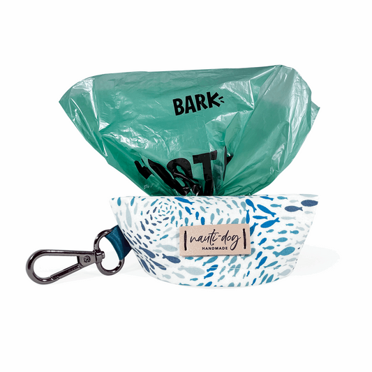 Shoal School of Fish Dog Waste Poop Bag Dispenser and holder with black gun metal hardware