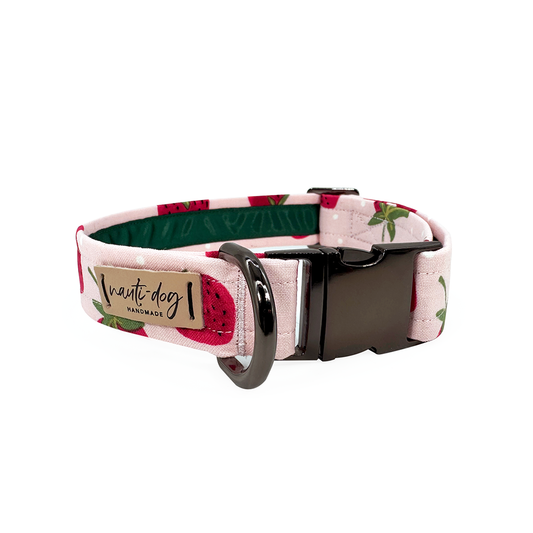 Summer Pink Strawberry Buckle & Martingale Dog Collar