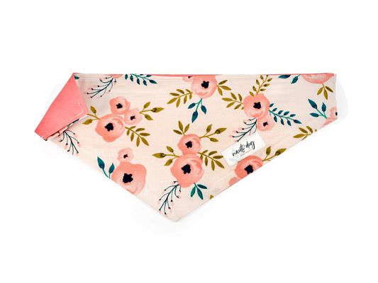 Charleston Blush Floral Tea Rose Over-the-collar Dog Bandana