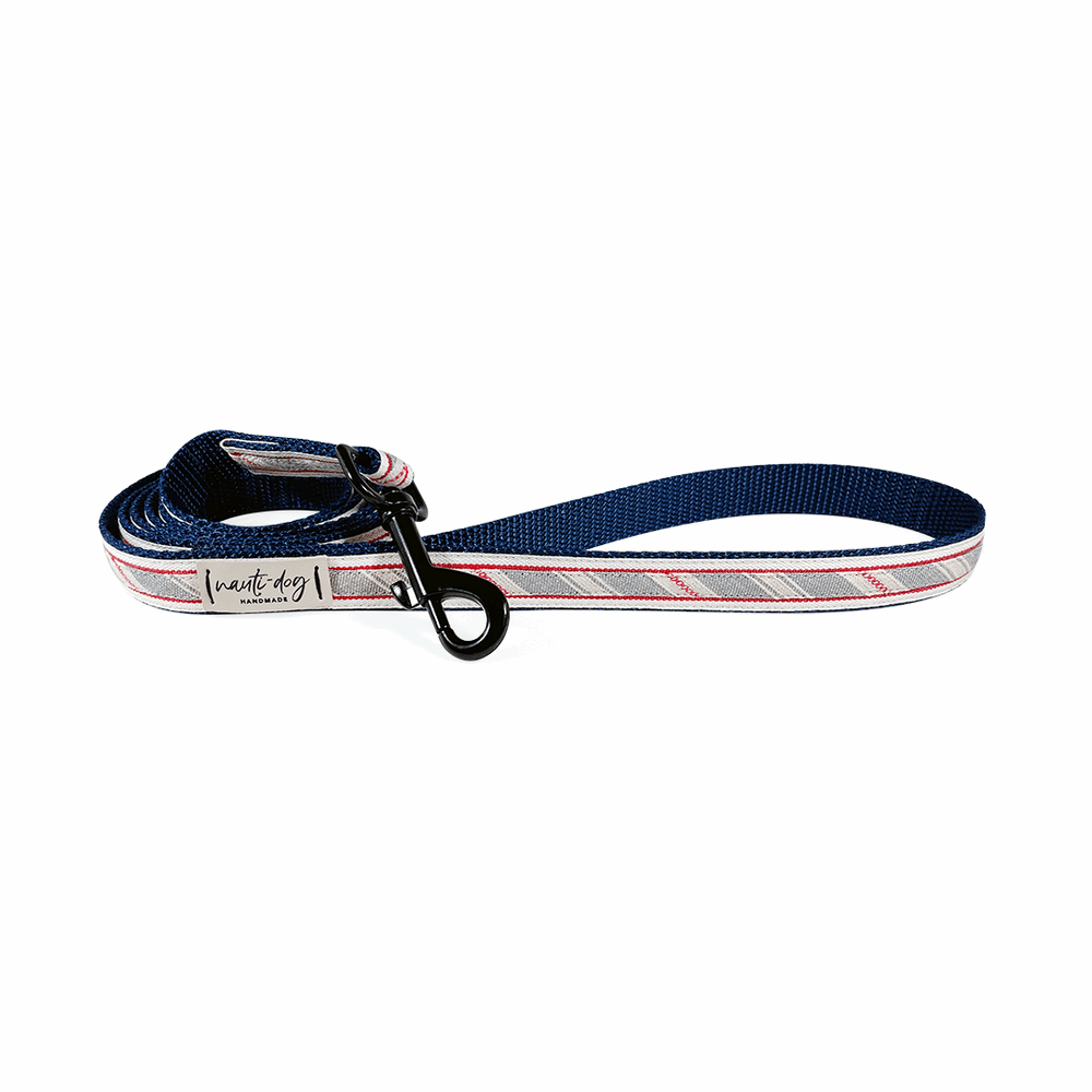 Liberty Patriotic American Woven Stripe Ribbon Dog Leash with black gun metal snap