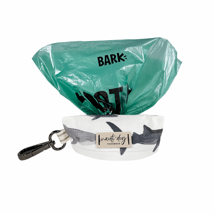 Shark! Waste Bag Dispenser and holder with black gun metal hardware