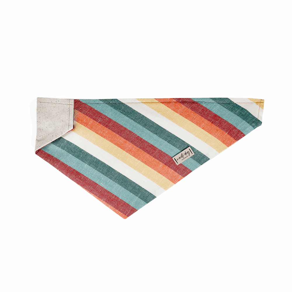 Sunset Retro-mod Stripe Linen Over-the-collar Dog Bandana